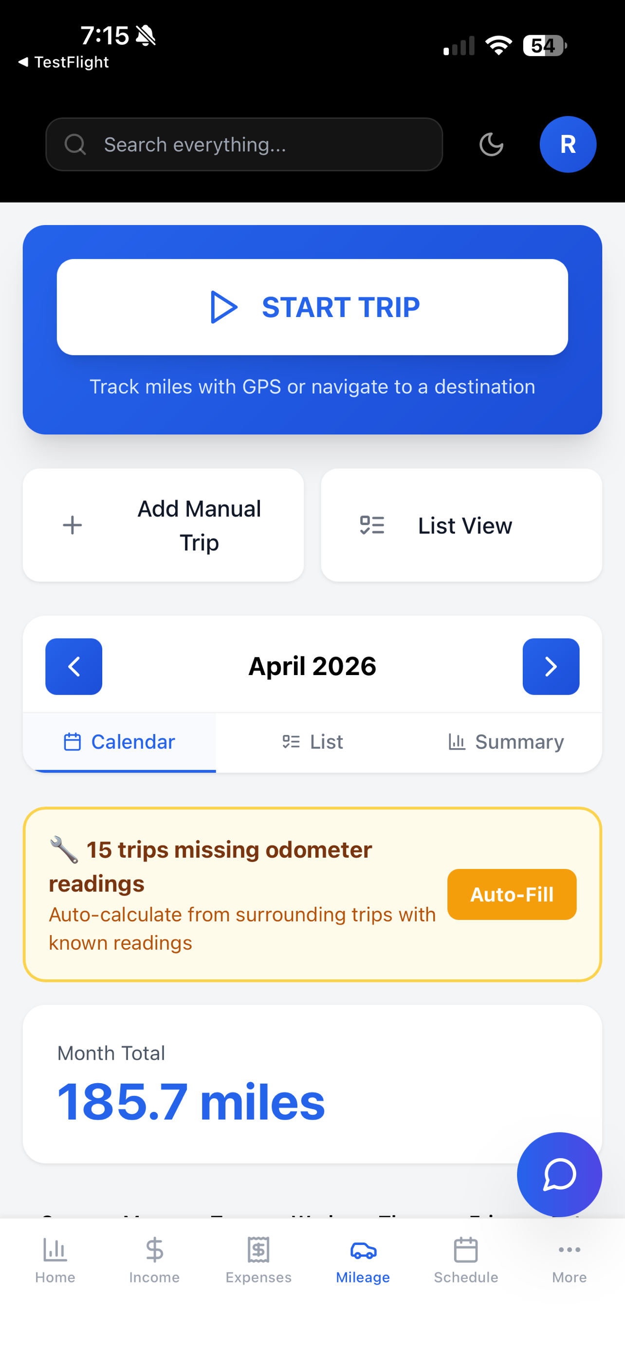 RoadFolio mileage tracking and GPS trip recording